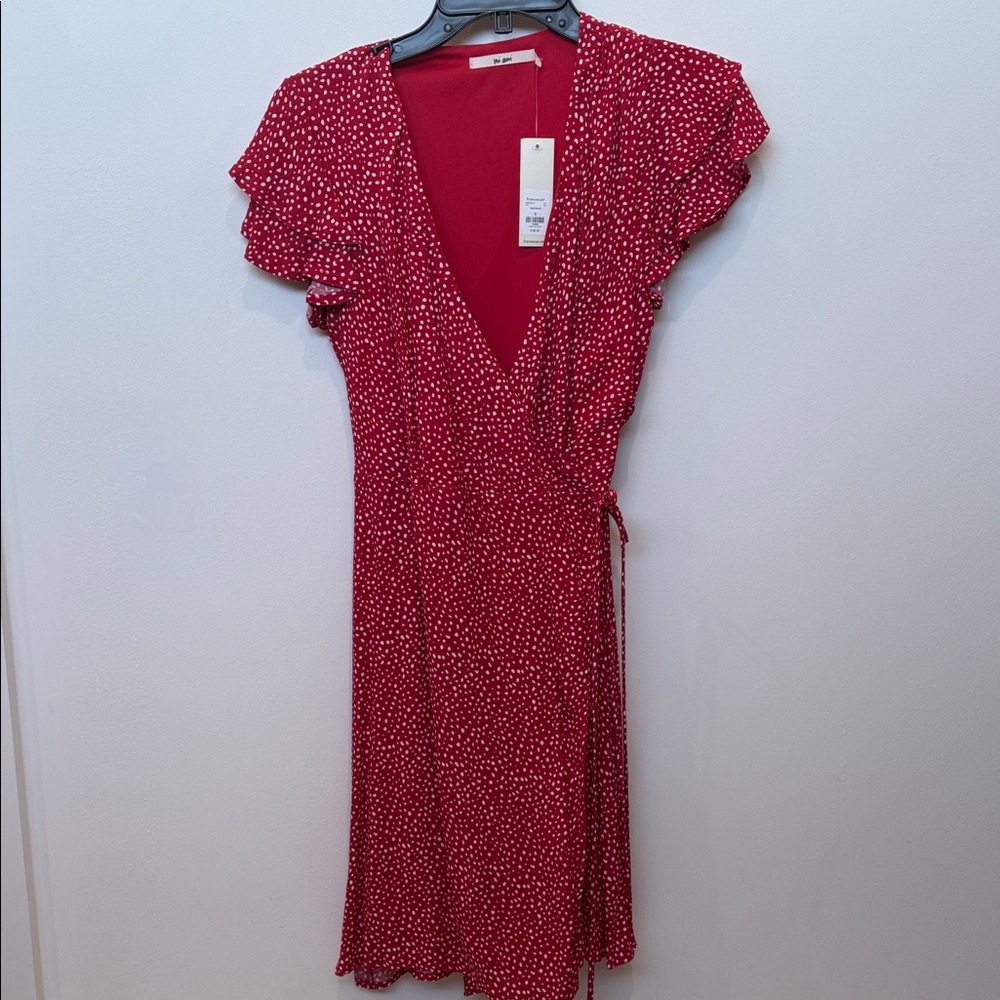 Francesca's Collections Red Midi Dress with White Dots